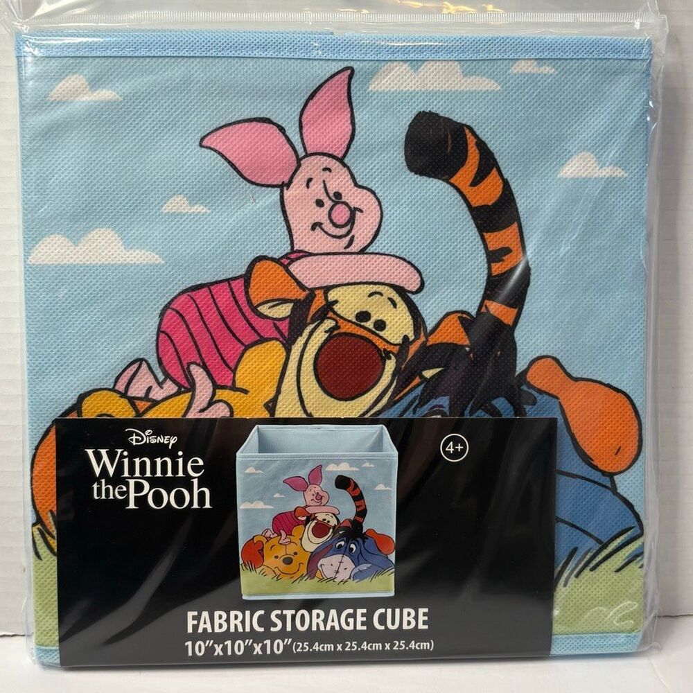 Disney Winnie the Pooh Blue Fabric Storage Cube Size 10x10x10 NWT